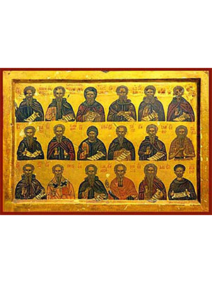 HOLY HERMITS, SAINTS THEODOSIUS THE CENOBIARCH, EUTHYMIUS, ANTONY, SABBAS, ARSENIUS, MAXIMUS, CHARITON, ATHANASIUS OF ATHOS, EPHRAIM THE SYRIAN, NILE, ILARION, PAUL OF THEBES HERMIT OF EGYPT, SAINTS JOHN (CLIMACUS), PAUL ARCHBISHOP OF CONSTANTINOPLE, IOANNIKIOS, THEODORE STOUDITES, DAVID OF SALONIKA AND ACACIUS.