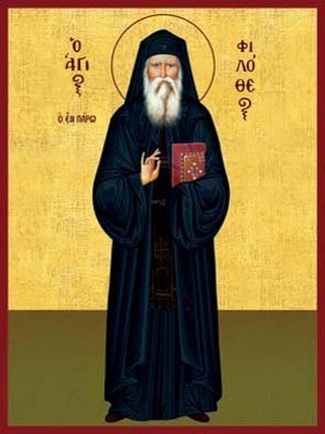 SAINT PHILOTHEOS ZERVAKOS, AT PAROS ISLAND, GREECE, FULL BODY