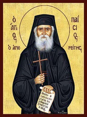 SAINT PAISIOS OF THE HOLY MOUNTAIN, WITH SCROLL AND CROSS
