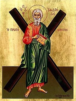 SAINT ANDREW THE ΑPOSTLE, THE FIRST-CALLED, WITH CROSS, FULL BODY