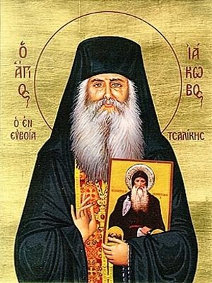 SAINT JAMES TSALIKES, HOLDING THE ICON OF SAINT DAVID OF EUBOEA