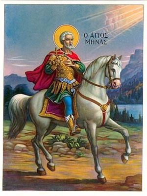 SAINT MENAS, THE GREAT MARTYR, OF EGYPT, ON HORSEBACK