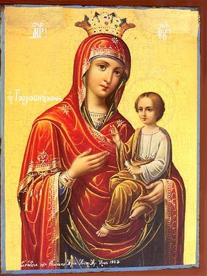 VIRGIN AND CHILD, HODEGETRIA, GORGOYPEKOOS 'THE QUICK HEARER OF MT. ATHOS'
