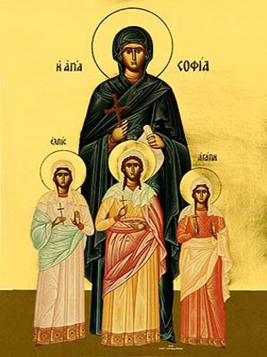 SAINTS SOPHIA AND DAUGHTERS, FAITH, HOPE AND LOVE, FULL BODY