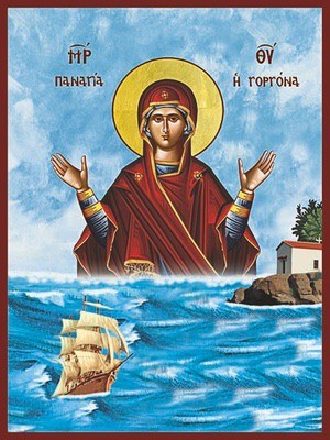 ΠΑΝΑΓΙΑ Η ΓΟΡΓΟΝΑ, ΑΝΑΔΥΟΜΕΝΗ ΑΠΟ ΚΟΧΥΛΙ